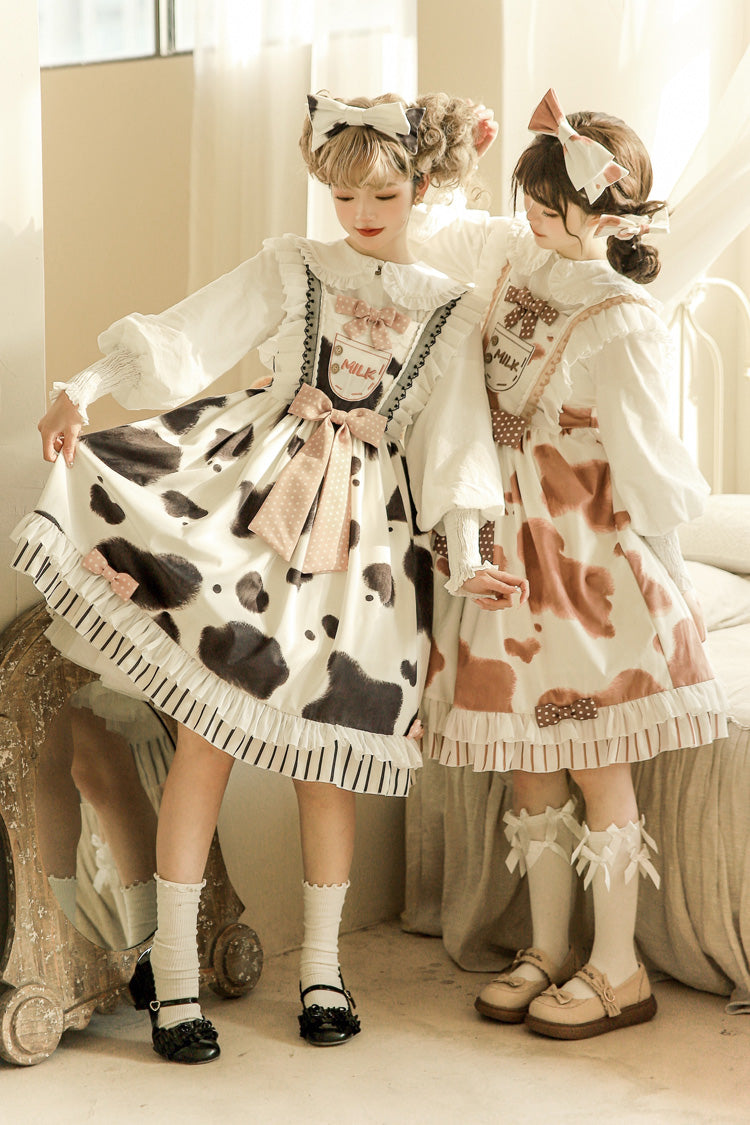 Cow Print Ruffled Bow Lolita JSK in Multiple Colors