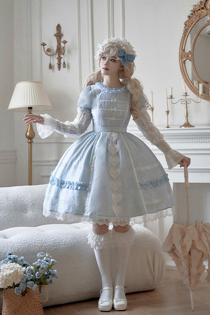 Princess-Style JSK Dress with Bowknot Cardigan and Short Sleeves in Two Colors - RoyalSweet