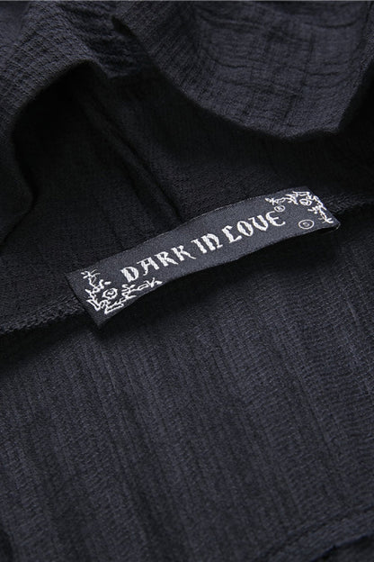 Ebony Long-Sleeve Grunge Vintage Hooded Gothic Coat