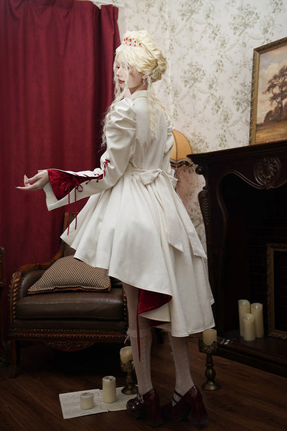 Ivory Asymmetric Double-Breasted Gothic Tailcoat