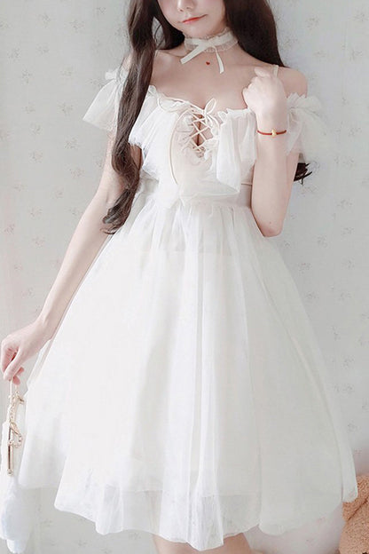 Ivory Boatneck Sweet Lolita Strapless Jumper Skirt
