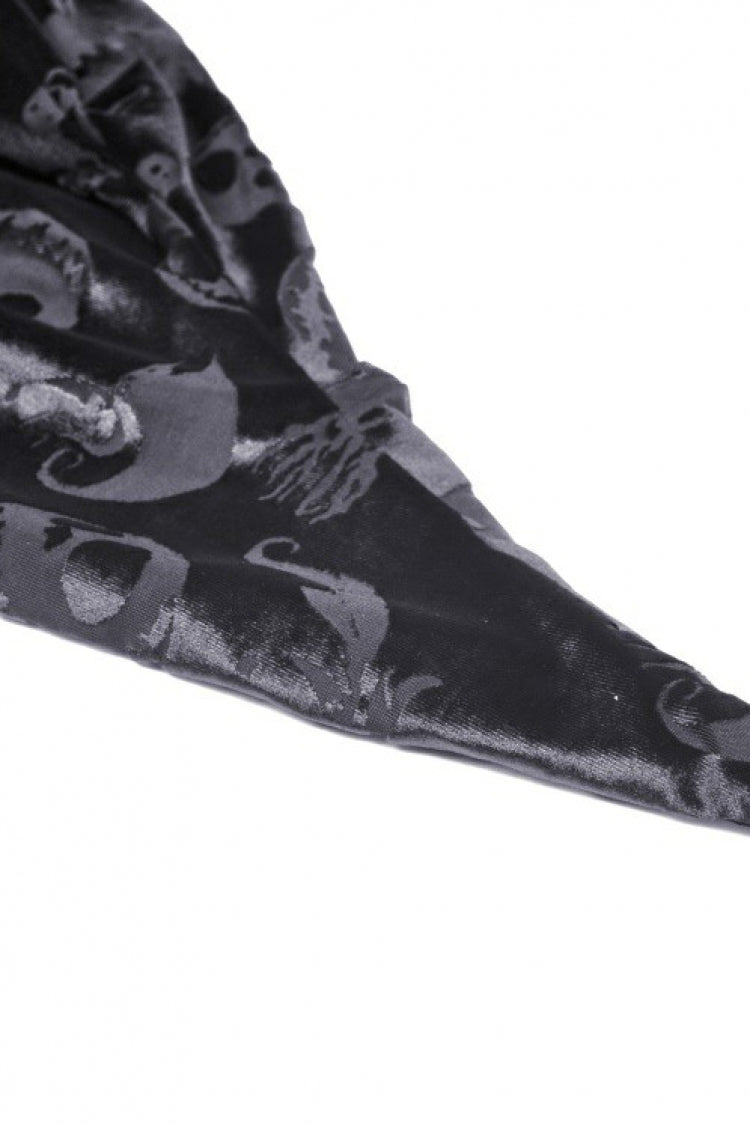 Velvet Hooded Cape with Skull Lace-Up Front