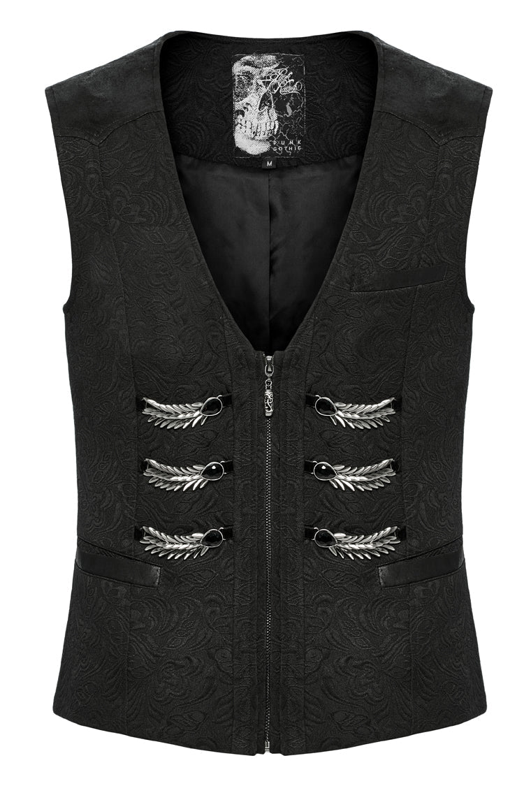 Charcoal Buckle Loop Zip Gothic Vest for Men