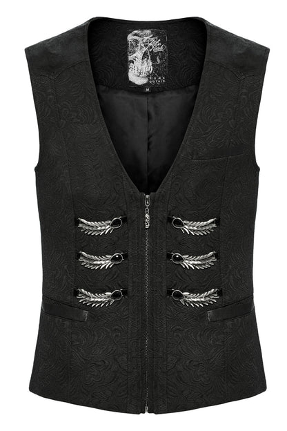 Charcoal Buckle Loop Zip Gothic Vest for Men