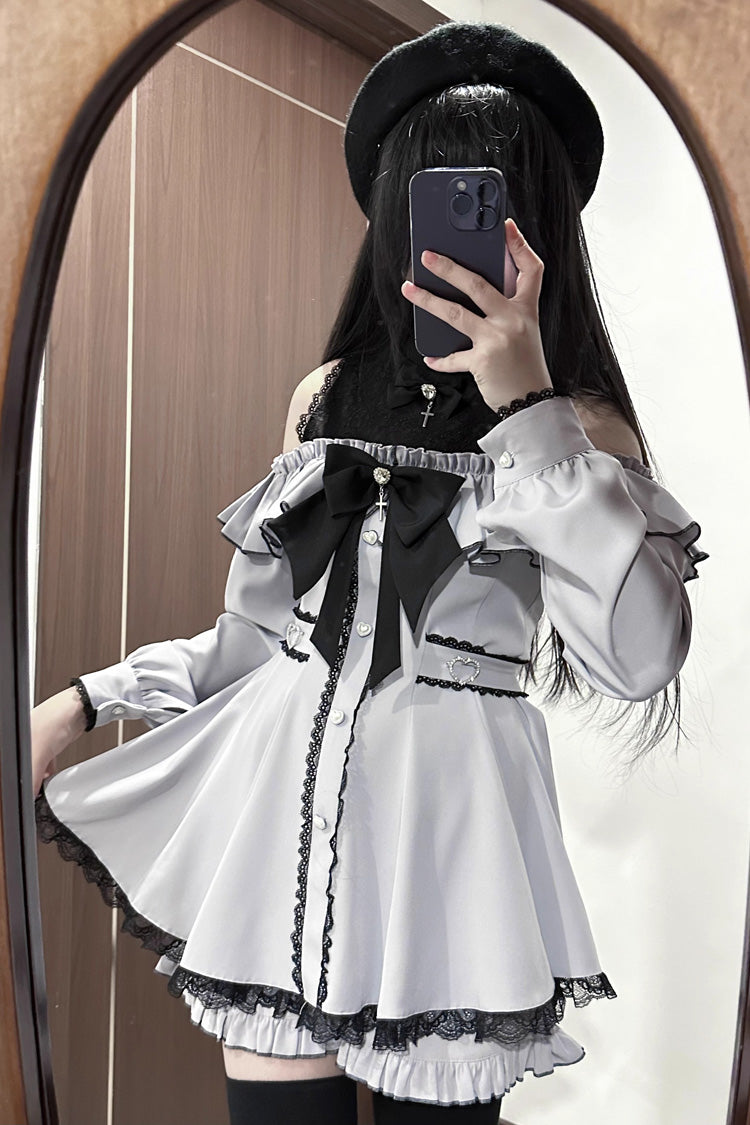 Japanese Strapless Jirai Kei Dress Set - Ruffle Lace