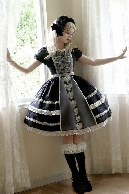 Princess-Style JSK Dress with Bowknot Cardigan and Short Sleeves in Two Colors - RoyalSweet