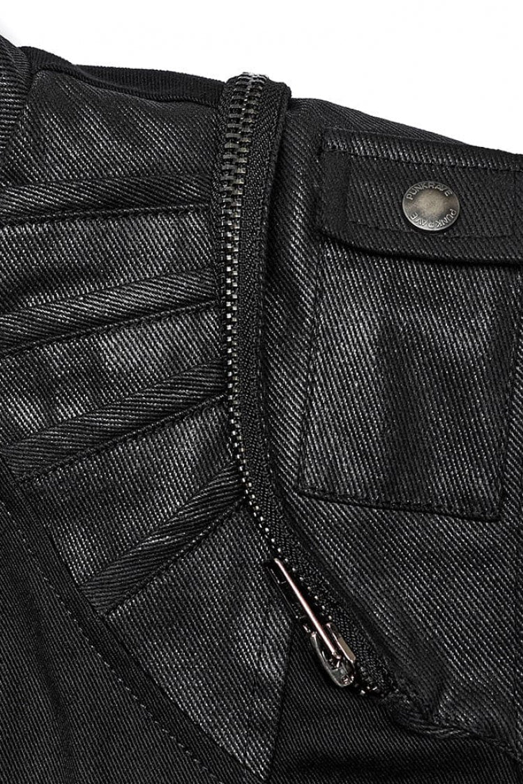 Steampunk Vest with Webbing and Stitching for Men