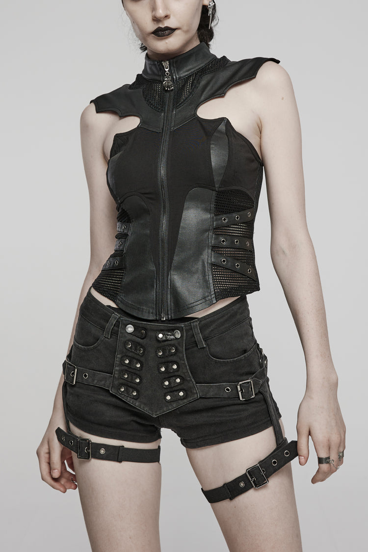 No-Sleeve Knitted Batwing Steampunk Waistcoat