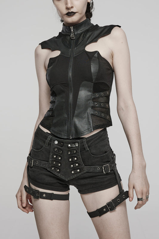 No-Sleeve Knitted Batwing Steampunk Waistcoat