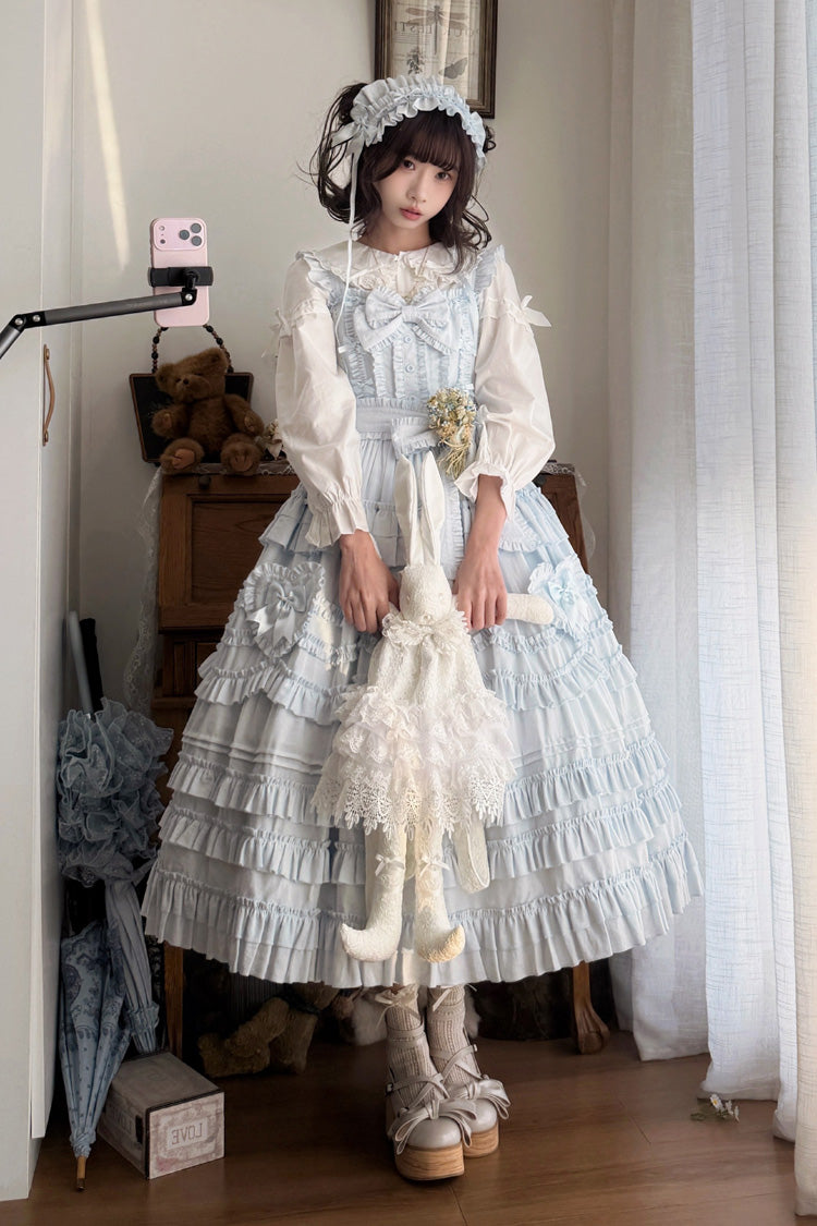 Heart In Love Ruffle Bow Sweet Lolita Jumper Dress