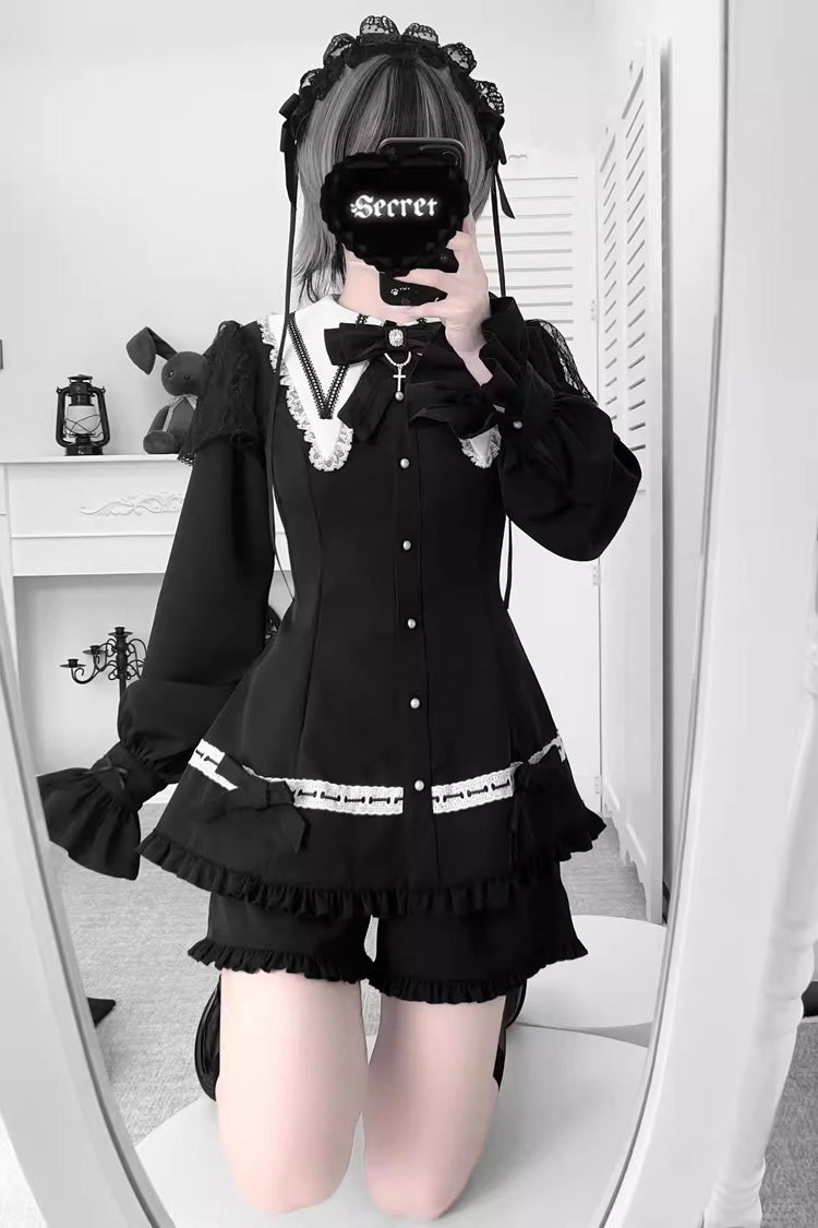 Jirai Kei Bow Dress with Shorts - Gothic Ruffled Style