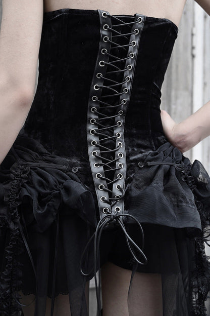 Ebony Cutout Corset Lace-Up Gothic Dress - Hell Alice