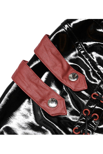 Crimson & Obsidian Slim Fit Sexy Rock Stretch Bag Hip Slit Patent Leather Punk Skirt