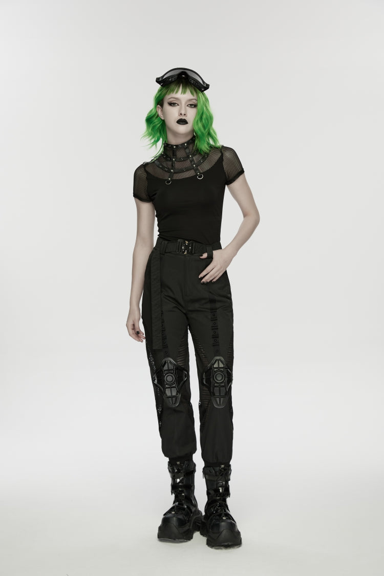 Punk T-Shirt with Rivets and Eyelets for Women