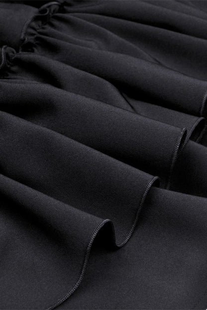 Crimson & Obsidian Sleeveless Bowknot Lace-Up Double-Layered Frilly Gothic Slip Graduation Dress