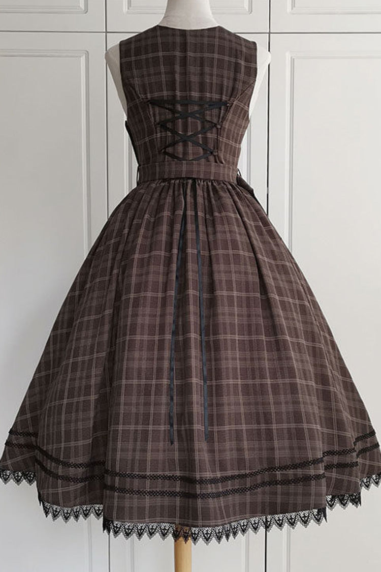 Poem of Greina High Waisted V Collar Lolita JSK Dress - Elegant Print