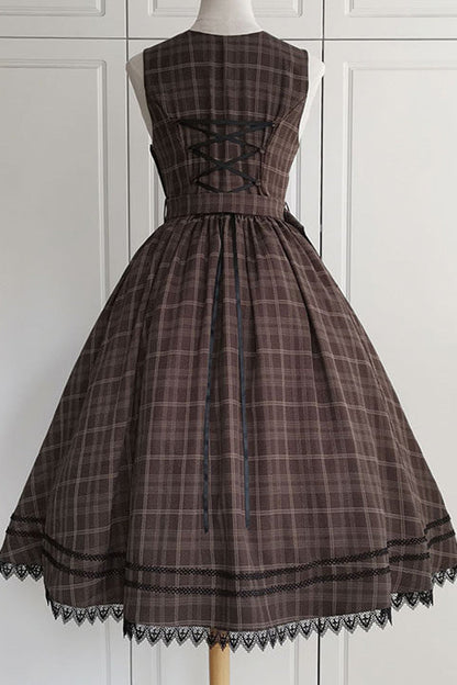 Poem of Greina High Waisted V Collar Lolita JSK Dress - Elegant Print