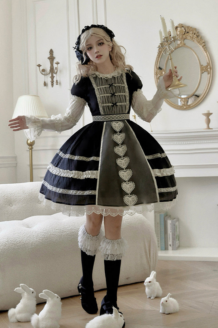 Princess-Style JSK Dress with Bowknot Cardigan and Short Sleeves in Two Colors - RoyalSweet