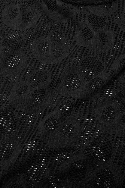 Nocturnal Skull-Print Sheer Mesh Tee for Men with Extended Sleeves