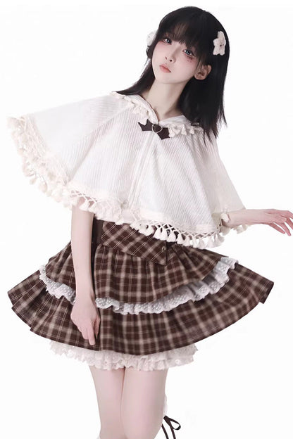Warm Summer Days Double-Layered Printed Lolita Skirt with Lace - Ruffled