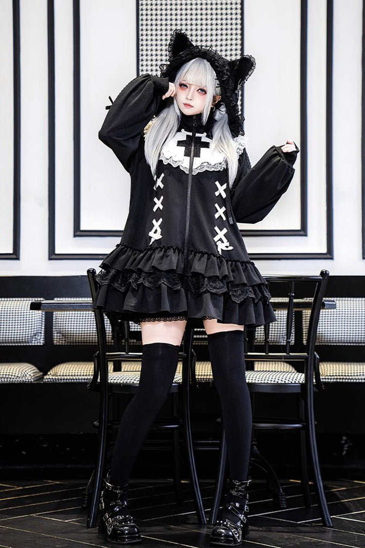 Zippered Sweet Lolita Sweatshirt - Ruffled Handsome Coat