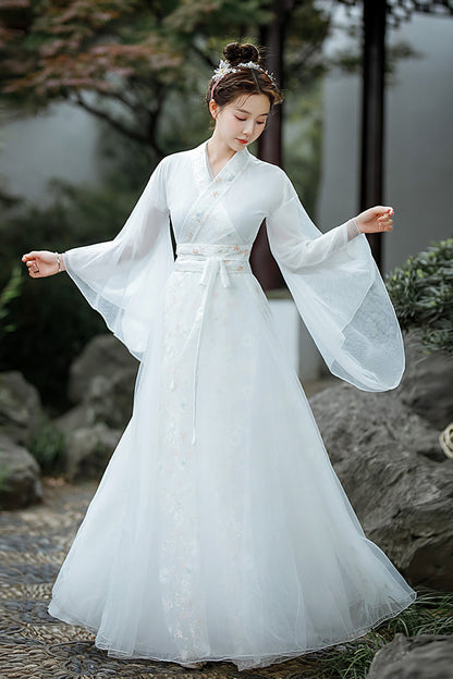 Ivory Ancient Jiangnan Embroidered Sweet Hanfu Dress
