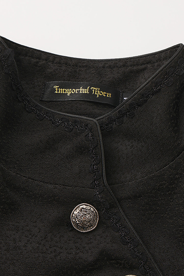 Vintage Prince Handsome Lolita Coat with Asymmetric Collar in Black