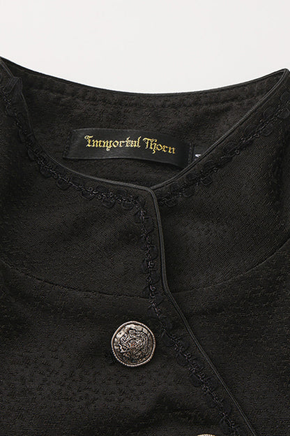 Vintage Prince Handsome Lolita Coat with Asymmetric Collar in Black