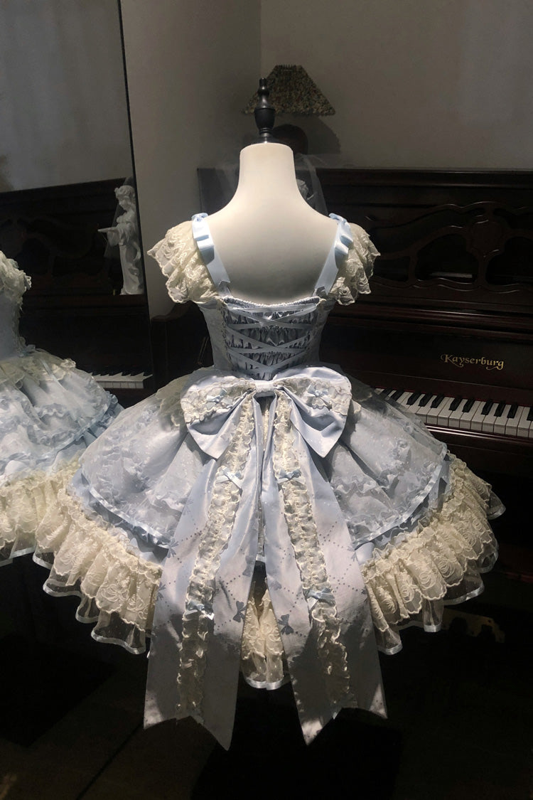 Dreaming Butterfly Jacquard Ruffle Bow Lace Princess JSK