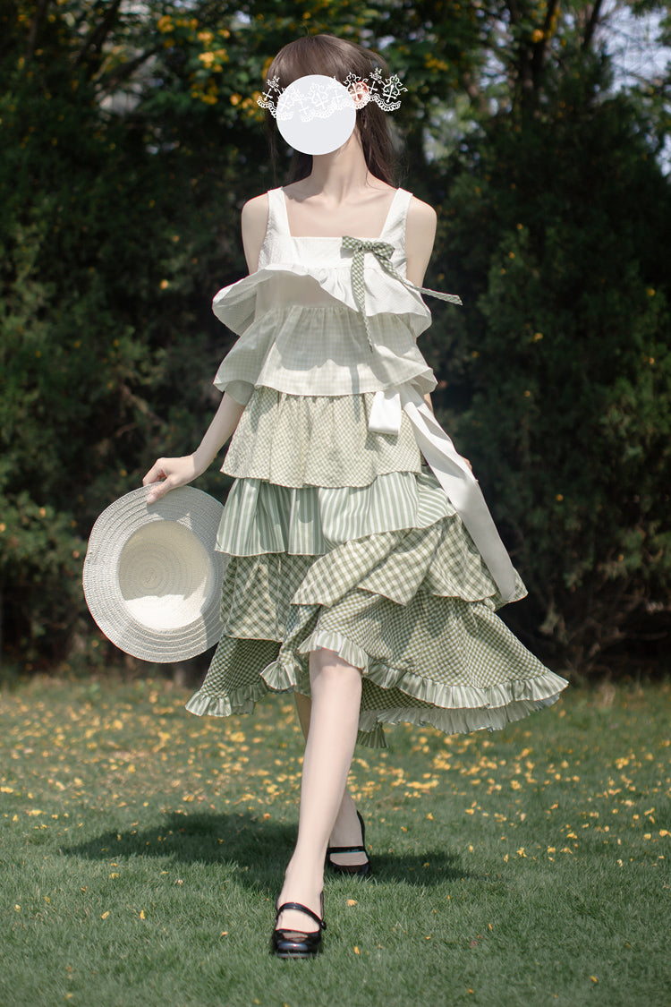 Emerald Forest Multi-Layered Ruffle Holiday Sweet JSK Dress