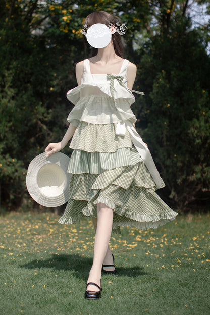 Emerald Forest Multi-Layered Ruffle Holiday Sweet JSK Dress