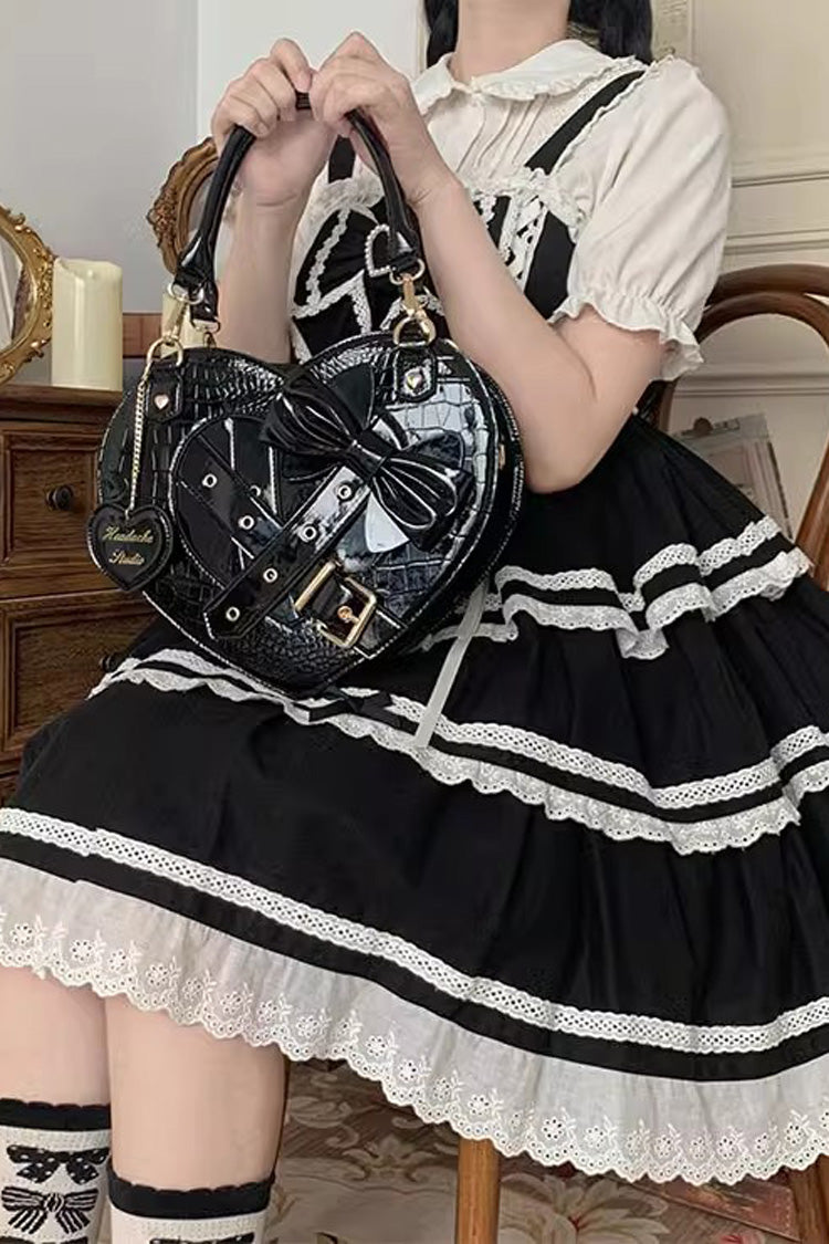 Heart-Shaped Bowknot Buckle Gothic Lolita Handbag for Tea Time in Two Colors - MysticMeadow