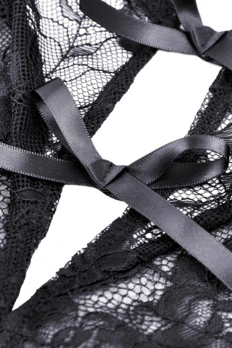 No-Sleeve Layered Lace Sheer Mesh Gothic Slip Gown