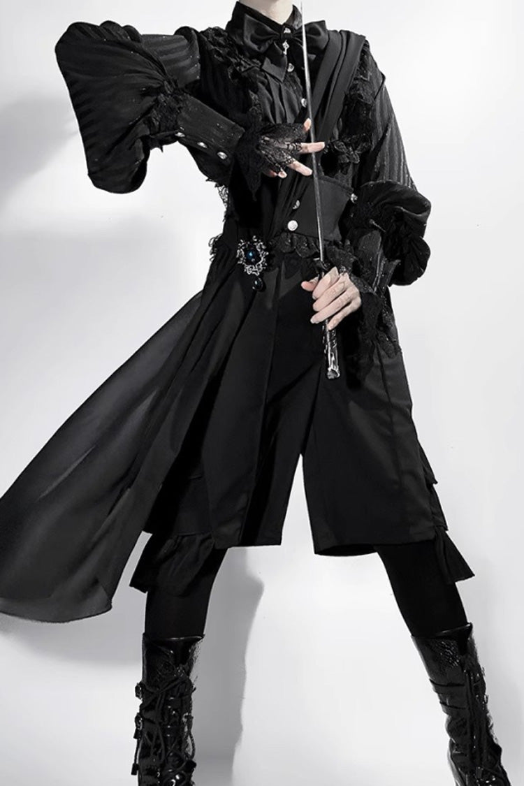 Medieval Ouji Lolita Blouse and Knee-Length Shorts Set in Black