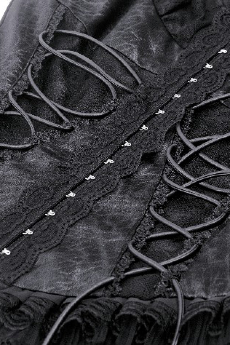 No-Sleeve Lace Trim Side Corset Top