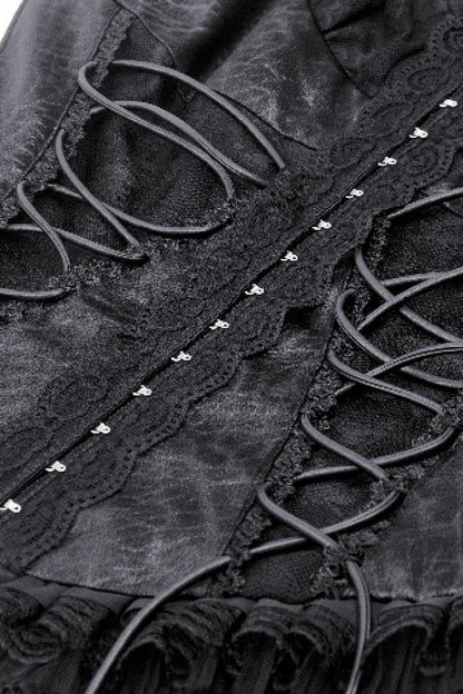 No-Sleeve Lace Trim Side Corset Top