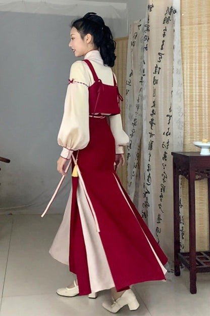 Crimson Song Han Dynasty High-Waisted Soft Hanfu Dress