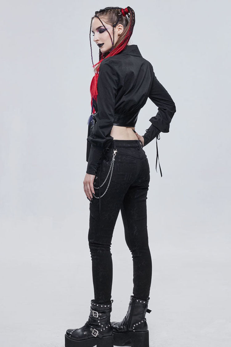 Eclipse Asymmetric Cropped Long-Sleeve Shirt with Cord Details
