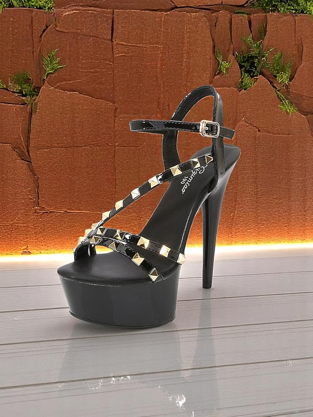 Stiletto Studded Heels Platform Straps Women's with