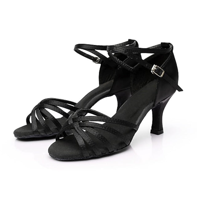 and Satin Shoes Dance Women's Latin Design with Strappy
