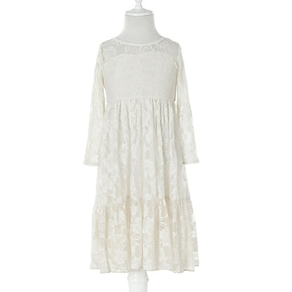 Girls' Flower Kids Solid Long Colored Girl Dress