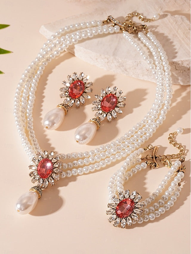 with Set Earrings Jewelry Pearl Women's