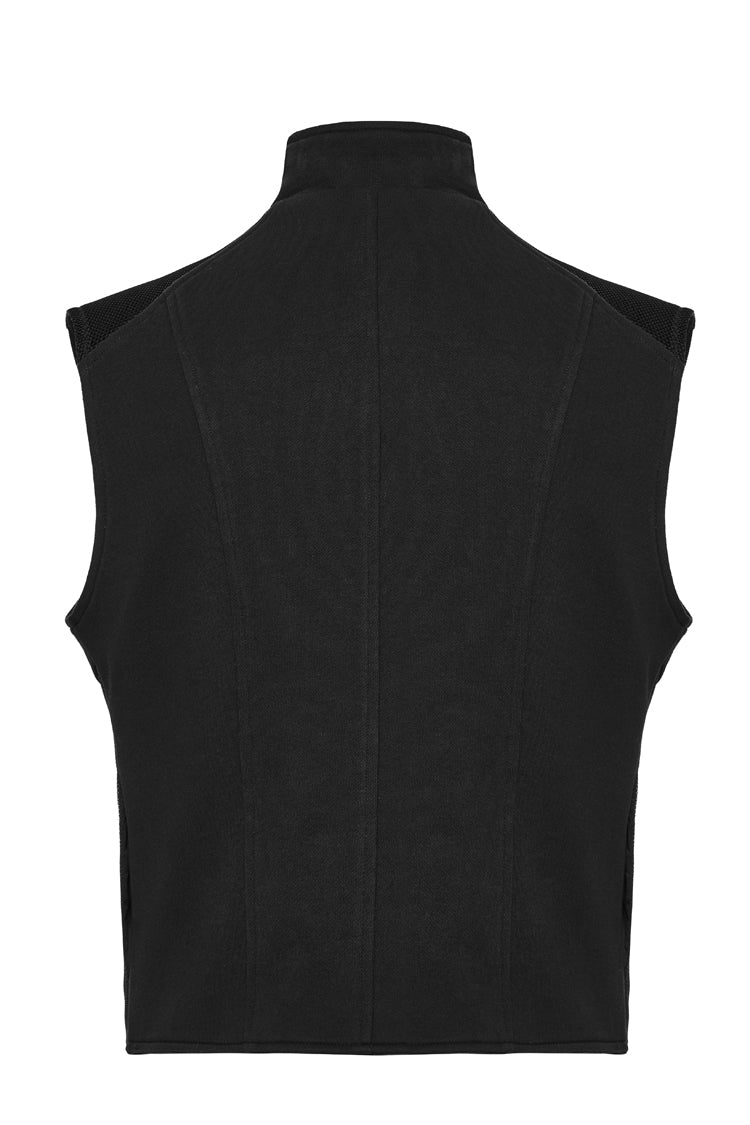 Midnight Zip Punk Vest with Buckle Accents