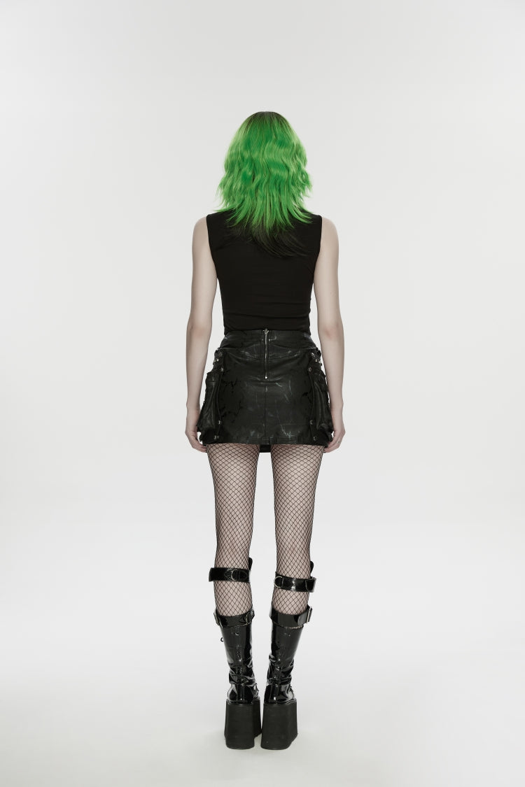 No-Sleeve Ripped Studded Zippered Punk Waistcoat