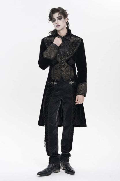 Embroidered Lace-Up Spliced Gothic Trousers for Men