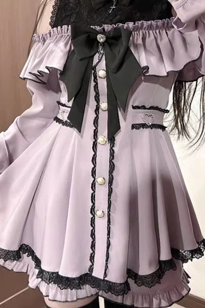 Japanese Strapless Jirai Kei Dress Set - Ruffle Lace