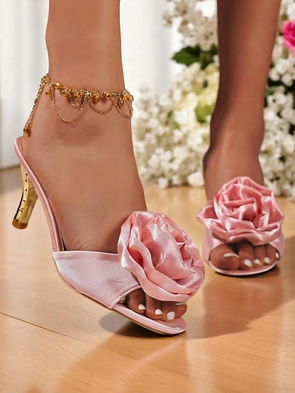 Satin Accents with Women's Gold and Open-Toe Wedding Heels