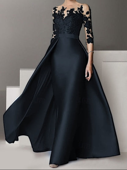 / A-Line Brush Gown Evening Elegant Wedding Sweep Dress Guest