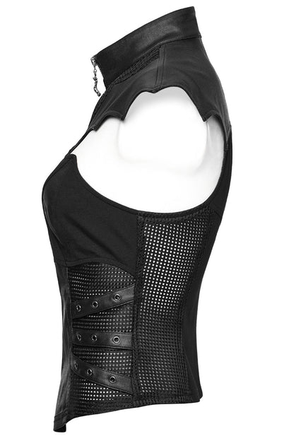 No-Sleeve Knitted Batwing Steampunk Waistcoat