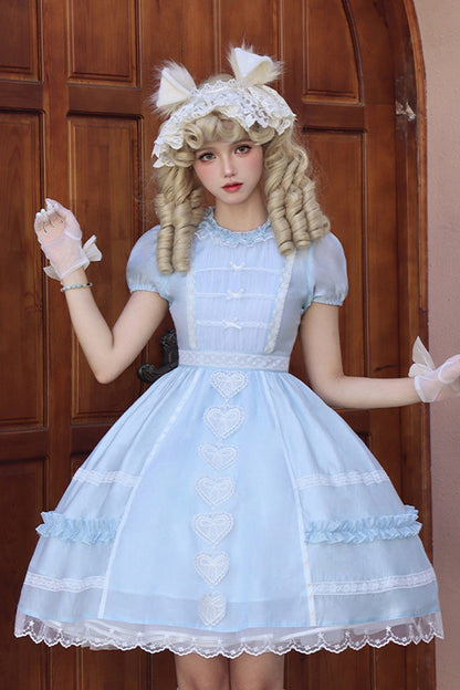 Princess-Style JSK Dress with Bowknot Cardigan and Short Sleeves in Two Colors - RoyalSweet